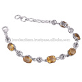 Lovely Citrine Gemstone 925 Solid Silver Bracelet Jewelry